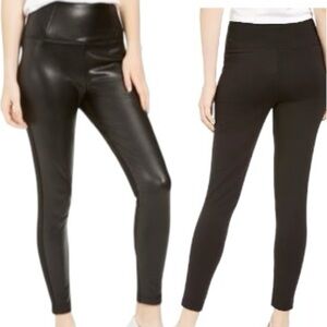Love, Fire Juniors' Black Faux-Leather Leggings with Ponte-Knit Back | Size M